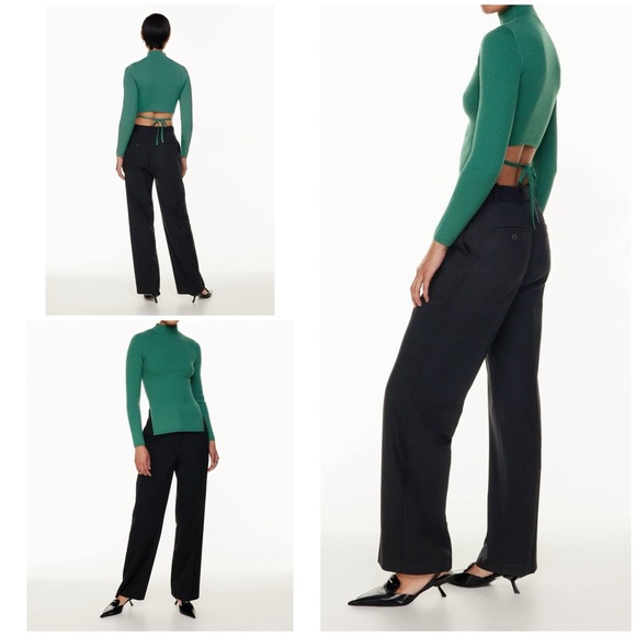 Aritzia Sweaters - EUC Aritzia Babaton Sculpt Knit Tie-Back Longsleeve Mock Neck Ribbd Knit Sweater